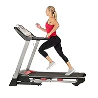 Sunny Health & Fitness Folding Treadmill for Home Exercise with 265 LB Capacity, Device Holder, Bluetooth Speakers and USB Charging - SF-T7917, Gray