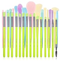 Docolor 17Pcs Colourful Makeup Brush Set + 15Pcs Eye Makeup Brushes Set Premium Kabuki Foundation Blending Face Powder Synthetic Makeup Brushes Set