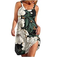 Women's Dresses Trendy 2024 Fashion Halter Strap Flowy Short Tank Dresses Cute Summer Floral Sexy Shift Sundress