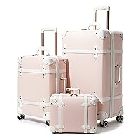COTRUNKAGE 3 Piece Vintage Luggage Set, TSA Lock Retro Carry On Suitcase of  3 for Women and Men with Spinner Wheels, Black