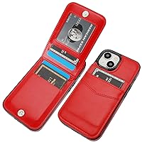 KIHUWEY Compatible with iPhone 15 Case Wallet with Credit Card Holder, Flip Premium Leather Magnetic Clasp Kickstand Heavy Duty Protective Cover for iPhone 15 6.1 Inch (Red)
