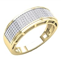 Dazzlingrock Collection Round White Diamond 5 Row with Rectangular Grooves Micro-pave Anniversary Ring (0.40 ctw, Color I-J, Clarity I1-I3) in Gold