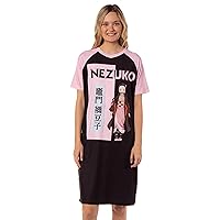 Bioworld Demon Slayer Women's Nezuko Kamado Anime Character Pajama Sleep Shirt Raglan Nightgown