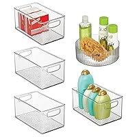 mDesign Plastic Stackable Bin with Handles and 9