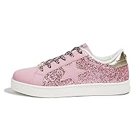 LUCKY STEP Fashion Star Glitter Sneakers | Sparkly Bling Shiny Bedazzled Wedding Bridal Shoes for Women