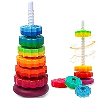 Baby Spinning Toy – Stacking Toy for Babies and Toddlers – Educational Toddler Learning Toys – Rainbow Spinning Wheel Toy for Focus, Dexterity, Brain Development, Interactive Learning stacking toys