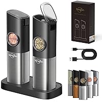 Gravity Electric Salt and Pepper Grinder Set - USB Rechargeable With Dual Charging Base & Sangcon 5 in 1 Blender and Food Processor Combo for Kitchen