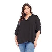 Karen Kane Women's Plus Size Asymmetric Hem Wrap Top