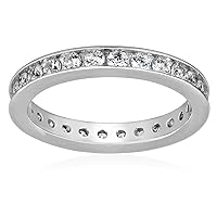 Amazon Collection Platinum-Plated Sterling Silver Infinite Elements Cubic Zirconia Channel Set All-Around Band Ring