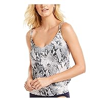 Calvin Klein Women's Pink Snake Print Removable Cups Stretch Deep V Neck Wide Band Tankini Swimsuit Top S