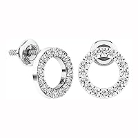 Dazzlingrock Collection Round White Diamond Open Circle Stud Earrings for Women (0.33 ctw, Color I-J, Clarity I2-I3) in 925 Sterling Silver