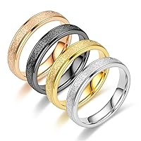Simple Promise Rings, Stainless Steel 2/4/6MM Matte Finished Engagement Rings for Mens Womens Gold