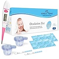 Easy@Home 30 Ovulation Test Strips with 30 Urine Cups + Basal Body Thermometer EBT-018 Pink