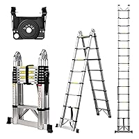 Telescoping Ladder A Frame, 16.5 Ft Compact Aluminum Extension Ladder, Portable Telescopic RV Ladder for Outdoor Camper Trips Motorhome with Tool Platform and Stabilizer Bar, 330 lb