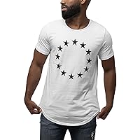ShirtBANC Mens Stars Circle Dropcut Shirt Patriotic Style Comfortable Tee