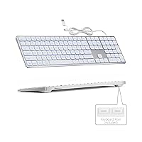 Aluminum Backlit Keyboard for Apple Mac OS,Plug-N-Play, USB-A/USB-C Wired Keyboard with Numeric Keypad for iMac/Mac Mini or MacBook Laptop-White