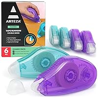 Arteza Double-Sided Tape Runner, Pack of 6, 0.31 Inches x 22 Feet, 3 Glue-Dot and 3 Smooth Adhesive Tape Runners, Craft Supplies for Scrapbooking, Gift Wrapping, and Paper Art