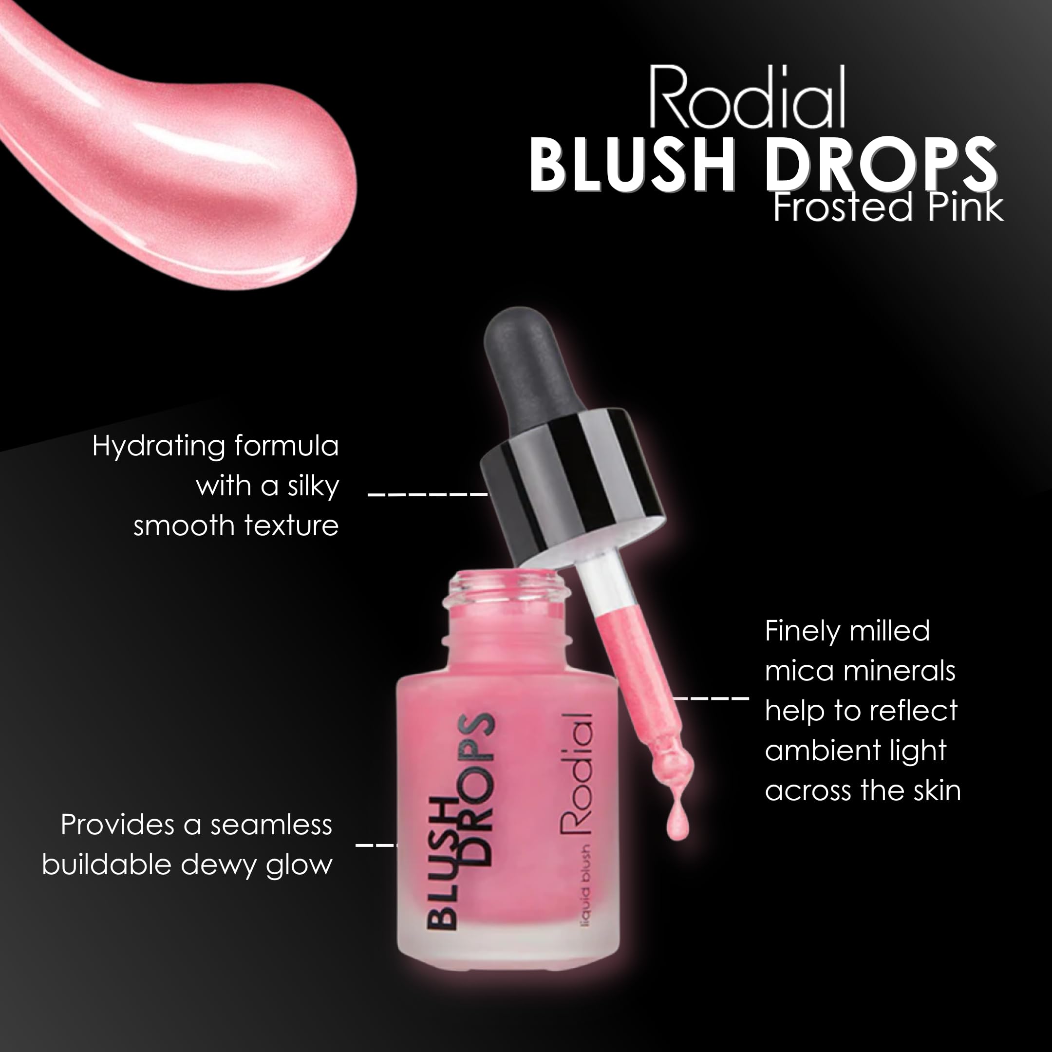 Rodial Blush Drops Sunset Kiss/Frosted Pink, 0.5 fl oz, Moisturising Make Up Blush Drops with Vitamin E, Liquid Blush with Naturally Radiant Finish, Long Lasting Finish