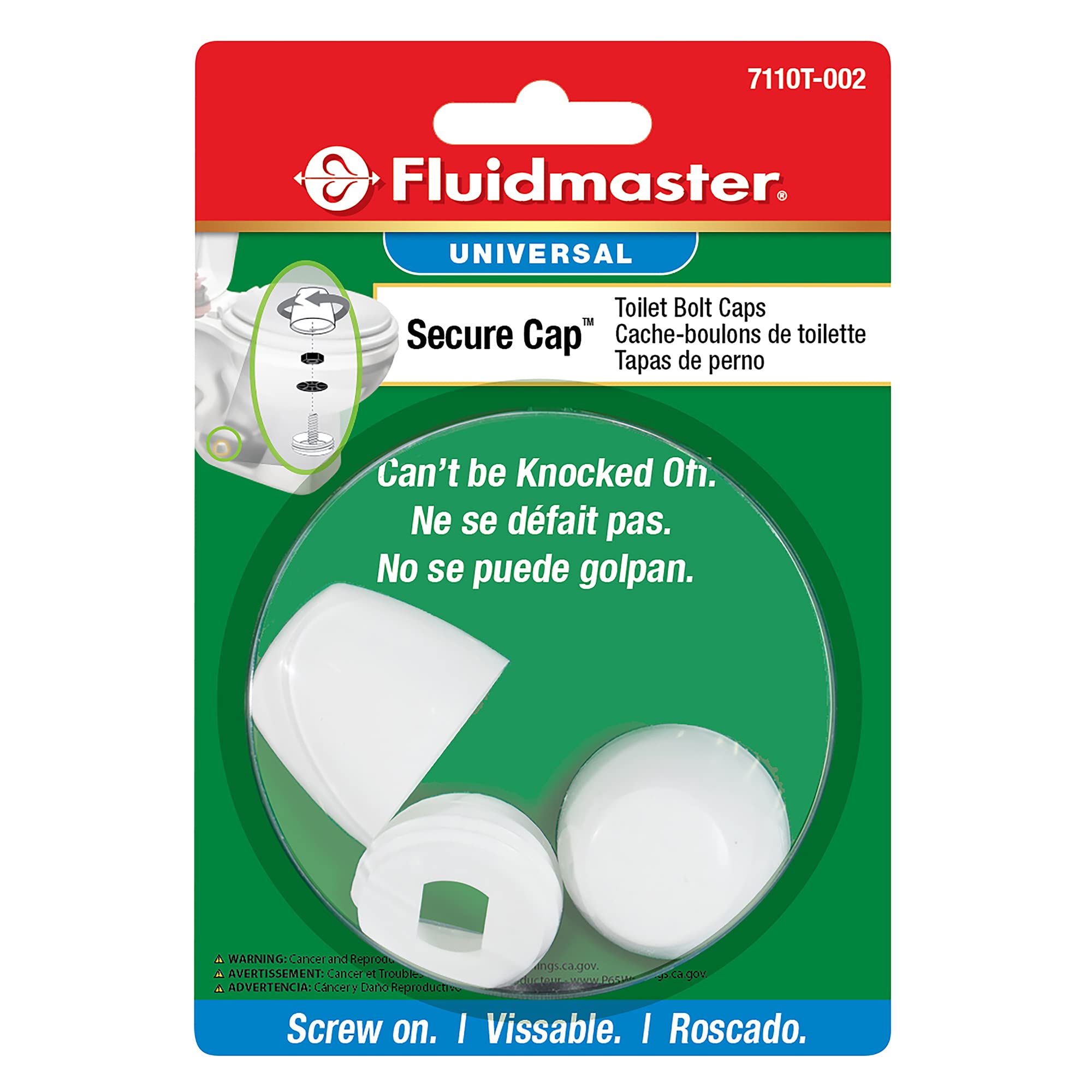 Fluidmaster 7110T-002-P10 Secure Toilet Bolt Caps, White