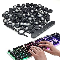 104Pcs Round Punk Keycap Retro Round Keycap, Matte Panel,for Mechanical Gaming Keyboard(Black) with 1Pcs Keyboard Puller Key Cap Removal Tool and 1 Cleaning Brush