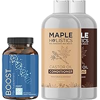 Volumizing Shampoo and Conditioner with Biotin Supplement - Biotin for Hair Growth Supplement Plus Castor and Biotin Shampoo and Conditioner Set - Biotin Hair Supplement for Hair Growth Women and Men
