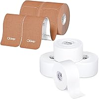 Begie Precut Kinesiology Tape and White Athletic Tape，Sport Tape for Strains and Sprains, Hypoallergenic and Breathable