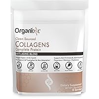 Organixx Clean Sourced Collagen Powder, Hydrolyzed Protein Powder Collagen Peptides with Vitamin C, and Types I, II, III, V, X, For Skin, Joints, Hair and Nails, Aging Support Unflavored (15 Servings)
