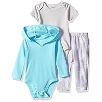 Hanes Unisex-Baby Ultimate Baby Zippin Pants, Short Sleeve Bodysuit And Hoodie Bodysuit Set