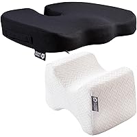 5 STARS UNITED Seat Cushion for Desk Chair and Knee Pillow for Side Sleepers - 100% Memory Foam, Bundle