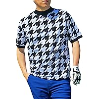 MC MensCasual Men's Golf Wear, Mock Neck Top, Quick Dry Mesh, Short Sleeve, Polo Shirt, Spring/Summer, Camouflage, Allover Pattern, Large Size