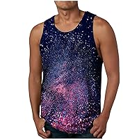 Men's Tank Tops Cosmic Galaxy Space Print T-Shirt 3D Digital Graphic Tee Shirts Bodybuilding Fitness Muscle Athletic Tank Top