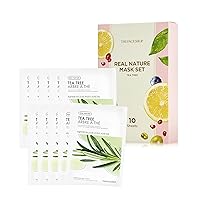 Real Nature Face Mask Bundle | Hydrates & Soothes Skin | Naturally-Derived, Mild Formula Without Additives & High Adhesiveness | K Beauty Facial Skincare for Oily & Dry Skin