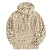 Mens Winter Fall Hoodies Casual Loose Fit Hooded Pullover Sweatshirt Plain Drawstring Lightweight Hoody with Pocket