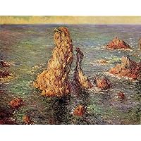 17 Oil Paintings Pyramids at PortCoton Claude Monet sea views Art Decor on Canvas - Famous Works 01, 50-$2000 Hand Painted by Art Academies' Teachers