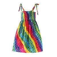 Dresses Toddler Kids Girls Floral Bohemian Rainbow Flowers Sleeveless Beach Dress for Girls Size 14-16, Summer