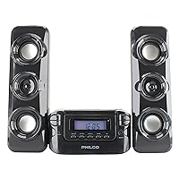 Stereo Shelf Systems Compact CD Shelf System with Digital FM Stereo Radio, Bluetooth Wireless Technology, and Remote Control in Black | LCD Display | MP3 & AUX Port Compatible | USB Playback