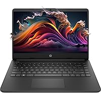 HP 14-inch HD Thin & Light Laptop,Intel Celeron Quad-Core Processor,Long Battery Life,Webcam,Bluetooth,Wi-Fi,P500 SSD,Black,Win 11 + 1 Year Microsoft 365 (16GB RAM | 320GB Storage),(Essential)