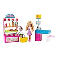 Barbie Chelsea Can Be Doll & Snack Stand Playset with 15+ Accessories Including Snack Stand, Register & Shopping Basket, Blond Doll