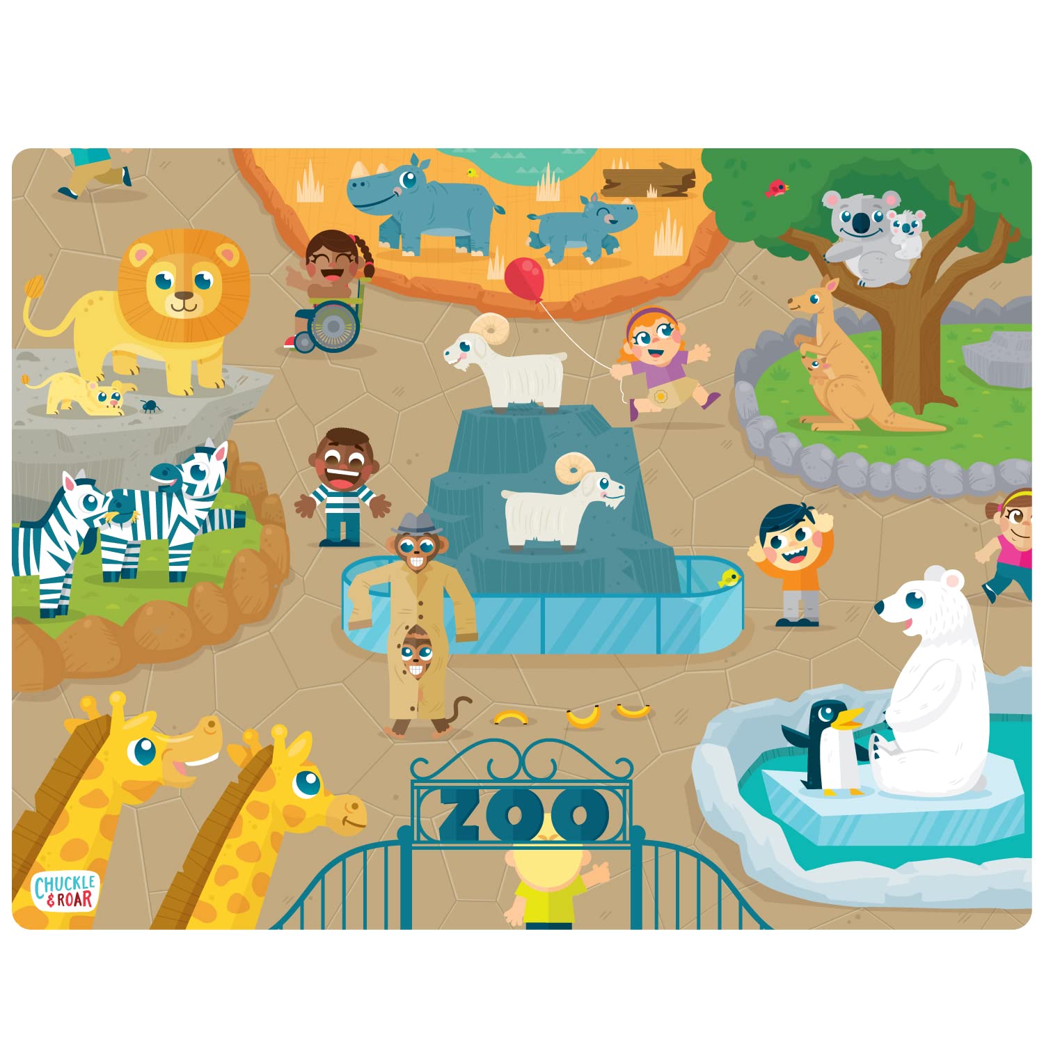 Chuckle & Roar - 4 Pack Tray Puzzles - Farm, Dinosaurs, Jungle, and Zoo - Larger Pieces Designed for Preschool Hands - 36 & 48 PC Tray Puzzles