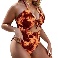 Bikini Sets for Women Vintage Padded Push up One Piece Swimsuits Tummy Control Bathing Suits Plus Size Swimwear 2024