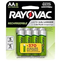 Rayovac AA Batteries, Double A Battery Rechargeable, 8 Count