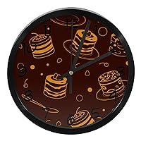 Tiramisu Cake Chocolate Pattern Non-Ticking Wall Clocks, Battery Operated Silent Wall Clock for Bedroom Living Kitchen Office Home Art Decor