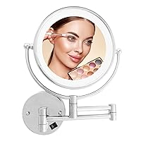 Danielle Creations 8-Inch Revolving Wall-Mounted Day/Night Lighted Vanity Makeup Mirror, 10X Magnification, Chrome