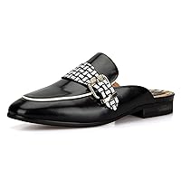 Meijiana Men's Slippers Slip-On Loafers Leather Formal Wear Casual Open Back Sandals