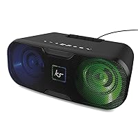 KitSound Slam XL Bluetooth Party Stereo Speaker System with LED Disco Light Show - Black