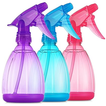 DilaBee Spray Bottles (3-Pack, 12 Oz) Water Spray Bottle for Hair, Plants, Cleaning Solutions, Cooking, BBQ, Squirt Bottle for Cats - Empty Spray Bottles - BPA-Free - Multicolor