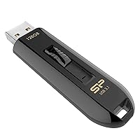 128GB USB 3.1 & USB 3.0 Sliding, Black Blaze B21 SP128GBUF3B21V1K Silicone Power USB Flash Drive