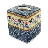 Blue Rose Polish Pottery Blue Butterfly Tissue Box