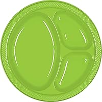 Kiwi Green 3-Compartment Plastic Plates - 10