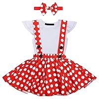 IBTOM CASTLE Polka Dots Tutu Costume for Baby Girl Princess 1st Birthday Party,Dress Up w/Overall Suspender Skirt,Headband